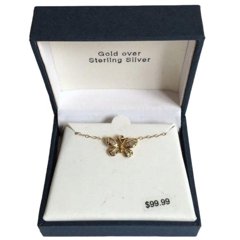 NEW Gold over Sterling Silver Butterfly Necklace